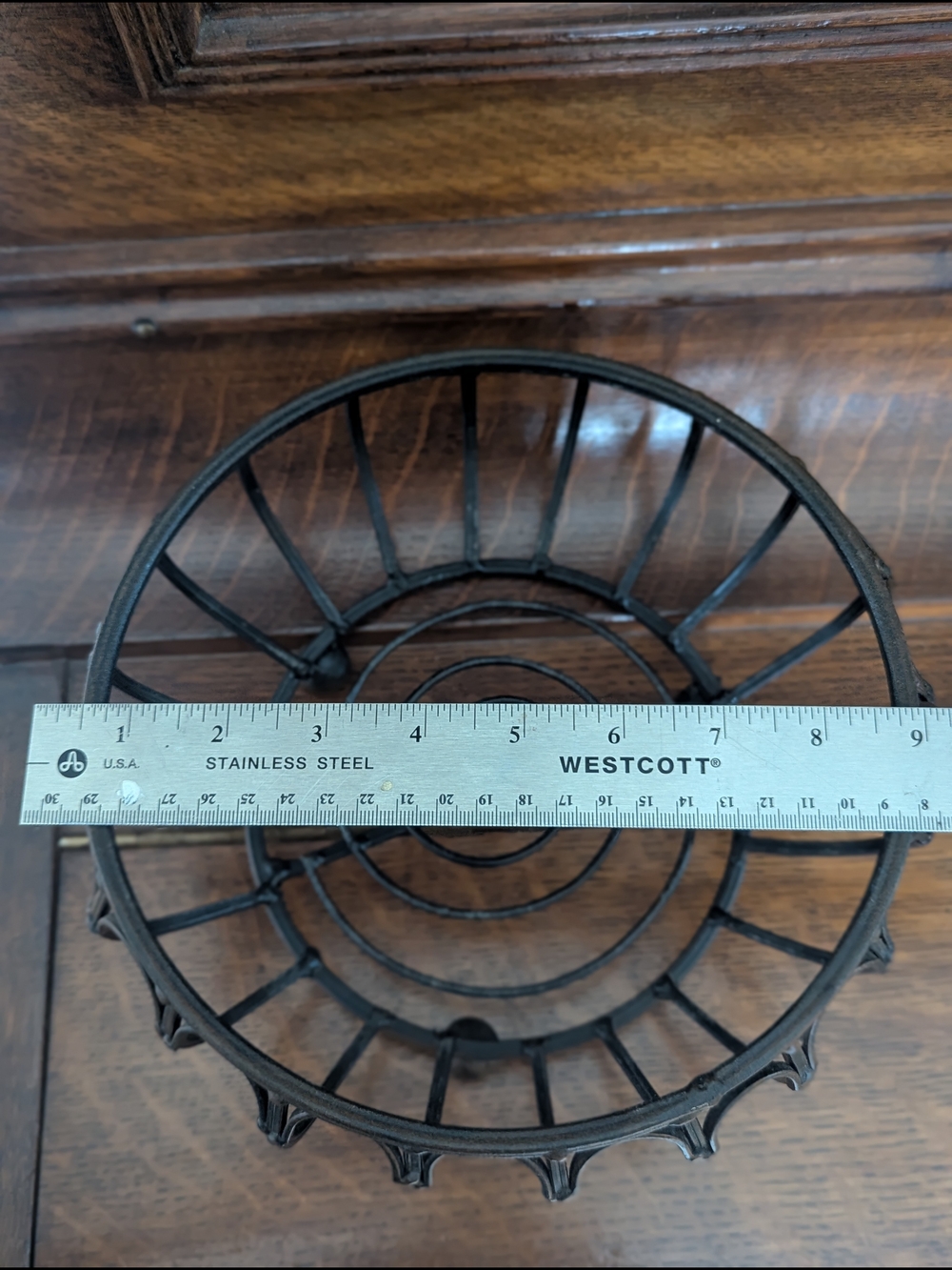 Wrought Iron Footed Basket Scroll Detail 9" - Picture 6 of 7